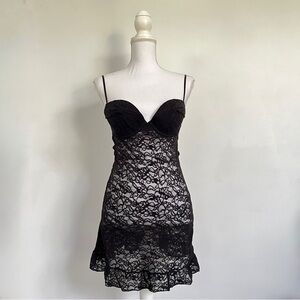2011 Victoria’s Secret black lace ruffle babydoll lingerie dress.